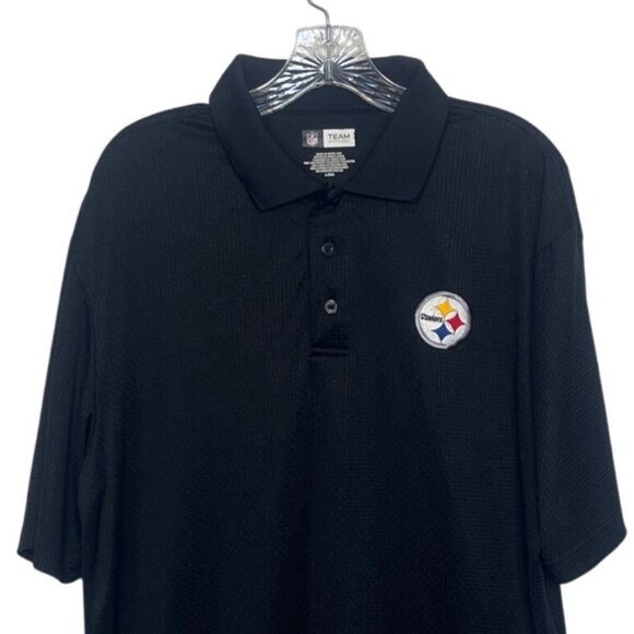 NFL Team Apparel Pittsburgh Steelers Golf Polo Shirt Mens Large Black - Picture 3 of 6